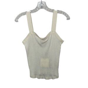 Marled Ribbed Knit Cami Top Womens Medium Cream New Wool Blend
